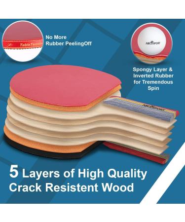 Abco Tech Ping Pong Paddle & Table Tennis Set - Pack of 4 Premium Rackets and 6 Table Tennis Balls - Soft Sponge Rubber - Ideal for Professional and Recreational Games - 2 or 4 Players - Buy Online on GoSupps.com