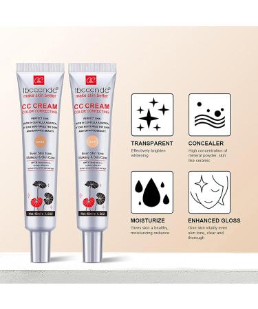 Hydrating CC Cream Foundation with Centella Asiatica Multi-Purpose Pre-makeup Primer Moisturizing Facial Concealer Sunscreen Full-Coverage CC Cream with SPF 25 (02) 1.58 Ounce (Pack of 1) 02 - Buy Online on GoSupps.com