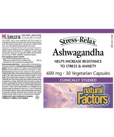 Ashwagandha 600mg Stress Relax 30Vcaps - Buy Online on GoSupps.com