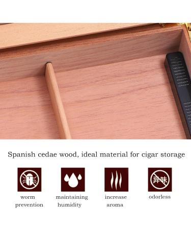 Cigar Humidor Box Hold 30 to 35 Cigars Cigar Case Cedar Wood Cigar Box Gift with Glass Top and Hygrometer Humidifier Bar Divider Red - Buy Online on GoSupps.com