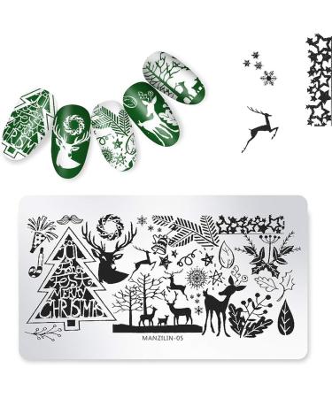 4-Piece Christmas Nail Art Stamp Plates - Santa Snowflake Reindeer & Stocking Designs for Festive Nail Decor - Buy Online on GoSupps.com
