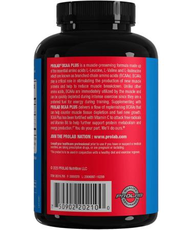 PROLAB BCAA PLUS - Branched Chain Amino Acids Capsules (180 Count) | International Shipping Available - Buy Online on GoSupps.com