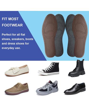 Brown Leather Insoles for Men | Thin Shoe Inserts for Dress Shoes & Sneakers | 2 Pairs - Black & Brown - Buy Online on GoSupps.com