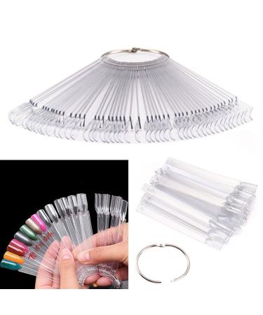 Nail Art Tips Stick - 50pcs Display Fan Practice Starter Color Ring Clear DIY Tips for Creative Nail Design | International Shipping Available - Buy Online on GoSupps.com