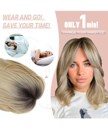 Morichy Large Base Ombre Blonde Hair Topper 12 Inch for Thinning Hair - Synthetic Wiglets for Women - Mix Blonde with Dark Root - Buy Online on GoSupps.com