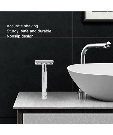 Premium Safety Razor - Durable Non-Slip Shaving Razor for Home Travel & Hotels (Silver) - Buy Online on GoSupps.com