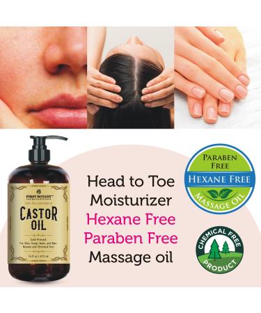 First Botany Castor Oil 16 fl oz - Ultimate Emollient for Hair Growth Skin Moisturizer & Nail Care | Multi-Use Eyebrow & Eyelash Serum - Buy Online on GoSupps.com