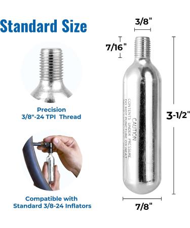 Tirellix 16g Threaded CO2 Cartridges - 5 Pack for Bike Tire Inflator, C02 Pump - Fast Air Refill for Bicycle MTB - 3/8-24 TPI Neck, Standard C0 2 Inflation Tools - Buy Online on GoSupps.com