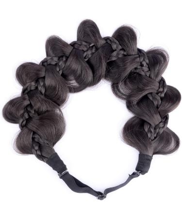 Gledola Bridal Hair Accessories Wide Kinky Fishtail Plaited Braids Headband Braided Synthetic Hair Elastic Stretch for Women Bride (Deep Brown) - Buy Online on GoSupps.com