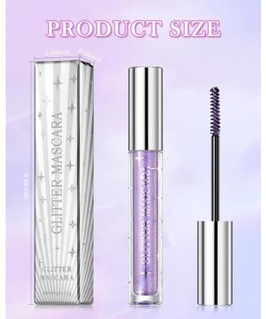 Glitter Mascara for Eyelashes Sparkling Colored Mascara Waterproof Long Lasting Diamond Mascara Smudge-Proof No Clumping Colorful Eyes Makeup for Women Wedding Stage Music Festival (03#Purple) - Buy Online on GoSupps.com