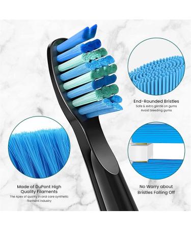 5pc Compatible Electric Toothbrush Replacement Heads for Fairywill D7/D8/FW507/FW508 - Black, Moderately Soft Bristles - Buy Online on GoSupps.com