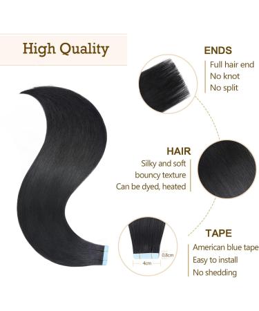 AGMITY Tape in Hair Extensions Human Hair Jet Black 24 inches 50g/pack 20pcs Invisible Straight Seamless Skin Weft Tape in Extensions Remy Human Hair(24 inches #1 Jet Black) 24 inch #1 Jet Black - Buy Online on GoSupps.com