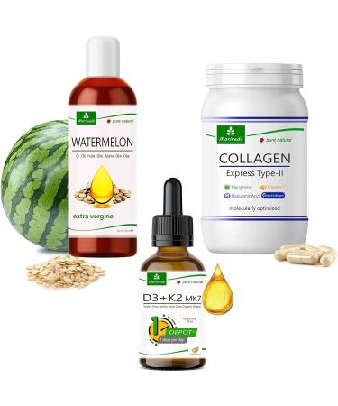 MoriVeda Paquet de produits Skin & Hair | Gouttes de vitamine D3+K2 capsules de collag ne BioCell avec formule express huile de past que | vitamines