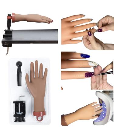 Acrylic Nail Practice Hand with C-clamp | Fake Nails Training Hand for Nail Technicians - Chocolate Hand - Buy Online on GoSupps.com