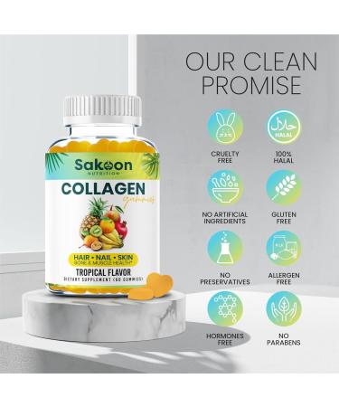 Halal Collagen Gummies for Women and Men - Anti Aging, Hair Growth, Skin Care & Strong Nails Protein Collagen Supplements - Non-GMO, Gluten Free - Made in USA - Buy Online on GoSupps.com