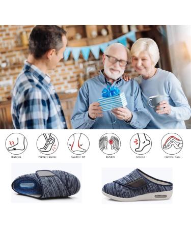 Diabetic Shoes for Elderly - Adjustable Wide Comfort Shoes for Swollen Feet Non-Slip Outdoor Walking Shoes in Dark Blue - Buy Online on GoSupps.com