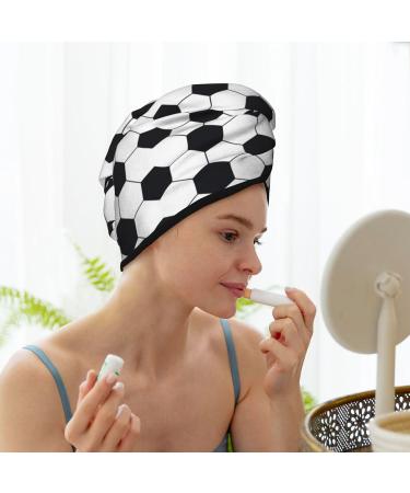 Hair Towel Wrap - Quick Drying Soccer Ball Design | Hair Turban with Button for Effortless Drying - Buy Online on GoSupps.com
