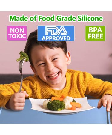 Non-Slip Silicone Placemats for Kids - 3 Pack, Heat Resistant & Washable - Blue,Grey,Brown - Buy Online on GoSupps.com