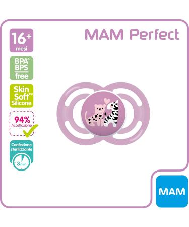 MAM Perfect Silicone Pacifier with Box - 16+ Months - Pink | International Shipping Available - Buy Online on GoSupps.com