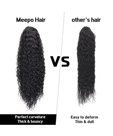 30 Inch Curly Drawstring Ponytail Extensions for Black Women - Natural Black 190g - Human Hair Feel - Thick & Natural Looking - Water Wave Long Ponytail with 2 Clips In - Synthetic Hairpiece - Buy Online on GoSupps.com