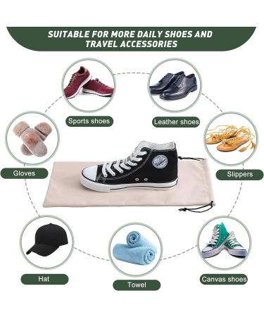 12 Pcs Beige Flannel Shoe Dust Bags with Drawstring Closure - Washable Breathable Covers for Travel & Storage | 8 x 17 Inches - Buy Online on GoSupps.com