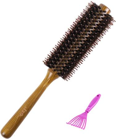 Round Hair Brush Boar Bristle Wooden Hair Brush for Women Blow Drying Handle Anti Static Hairbrush for Hair Styling  Drying  Curling