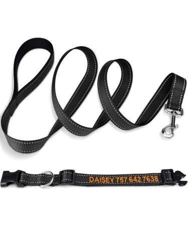 Personalized Reflective Dog Collar & 1.5m Leash Set - Tagme Black Medium Size | Durable & Stylish - Buy Online on GoSupps.com