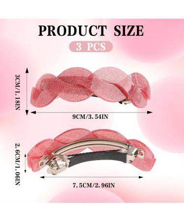 Buy 3-Piece Big Hair Clips for Women & Girls | Retro Classic Glittering Hair Accessories (Pink Khaki Black) - International Shipping Available - Buy Online on GoSupps.com