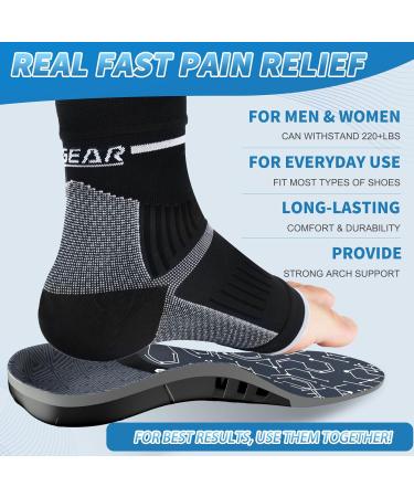 Plantar Fasciitis Relief Kit: 2 Pairs Compression Foot Sleeves & Arch Support Insoles - Fast Pain Relief & Comfort - White, L - Buy Online on GoSupps.com