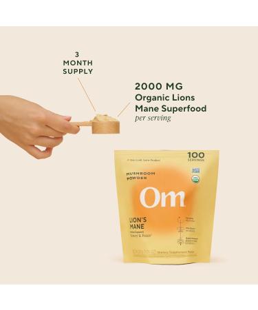 Om Lion s Mane Mushroom Powder - Organic Mushroom Supplement and Nootropic - Support Memory Focus and Nerve Health 7.05 oz (100 Servings) Lion's Mane Powder 7.05 Ounce (Pack of 1) - Buy Online on GoSupps.com