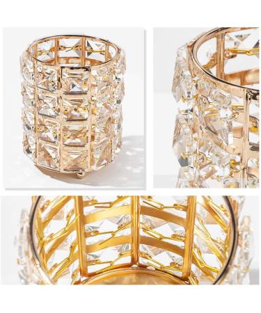 Torribala 2 Pieces Crystal Pen Holder Glass Container in Japanese Metal Luxury Beauty Tool Storage - Buy Online on GoSupps.com