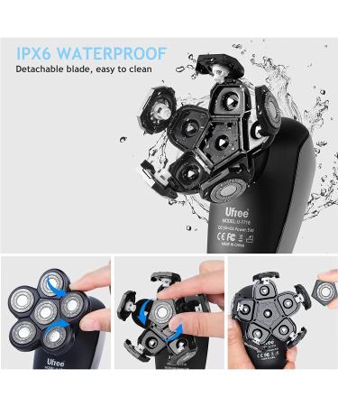 Ufree Head Shavers 6D Professional 5 in 1 for Bald Men - Waterproof Electric Shaver, Trimmer & Grooming Kit with LED Display - Buy Online on GoSupps.com