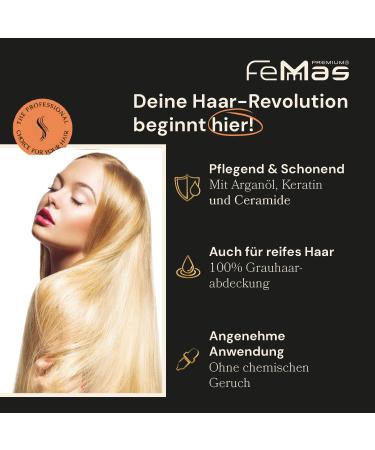 Femmas Hair Color Medium Blonde Gold Intensive 7.33 | Professional Permanent Cream with Argan Oil & Keratin | 100ml Radiant Color Results - Buy Online on GoSupps.com