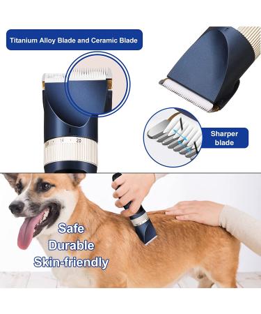 Cordless Dog Hair Clipper Kit - Low Noise Trimmer for Dogs & Cats - Rechargeable Grooming Set with Guide Comb, Comb, and Scissor (Blue) - Buy Online on GoSupps.com