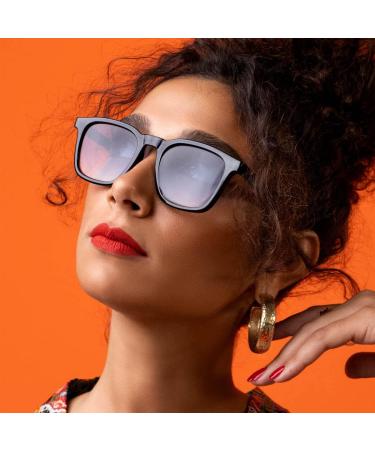 Buy Contacta Suncity Sunglasses & Reading Glasses for Men & Women - Rectangular Black Blue Lenses +3.50 Diopters - Lightweight 30g - International Shipping Available - Buy Online on GoSupps.com