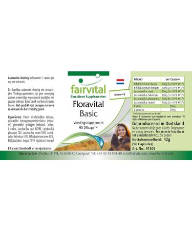 Fairvital Floravital Basic - 6 Bacterial Cultures & Inulin Lactobacillus & Bifidobacteria | 90 Capsules - Best for Gut Health Worldwide - Buy Online on GoSupps.com