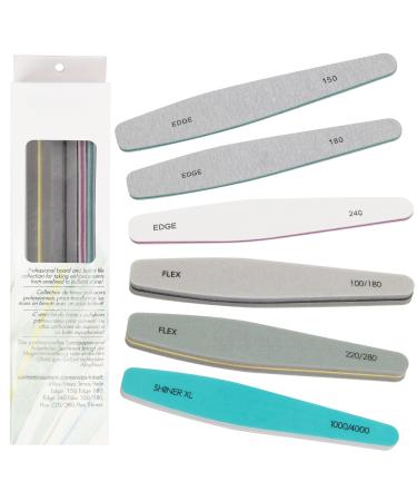 Nail Files, Ahier Nail Buffers Emery Boards Gel Nail Polish Remover Washable Different Grit Nail File Set 6pcs Six Color