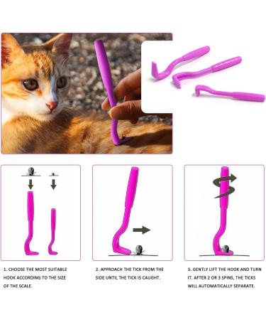 ZWZNBL 3 x Tick Remover Cat and Dog Lice Remover Tick Hook and Lice Tongs Anti-Lice Accessories Suitable for Removing Ticks and Fleas (Rose Red) Pink-red - Buy Online on GoSupps.com