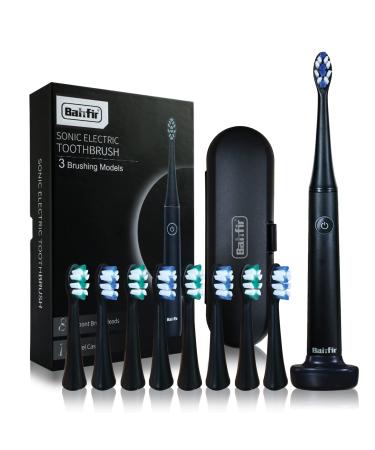 BAHFIR Sonic Electric Toothbrush 8 Brush Heads & Travel Case 3 Molds and Black Adult Electric Toothbrush, Rechargeable Dentist with Timer 1 Charge 60 Days