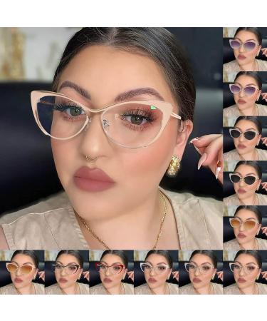 QUINTRA Cat Eye Glasses for Women - Stylish Clear Lens Eyewear with Blue Light Filter - Hot Fashion Frames - Buy Online on GoSupps.com
