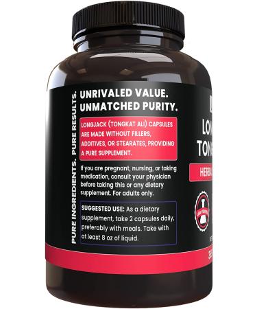 Pure Longjack (Tongkat Ali) 365 Capsules - No Fillers, Lab Verified, 365 Count - Buy Online on GoSupps.com