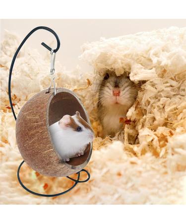 Monozoz Coconut Hamster Hiding Place | Natural Coconut Hammock & Hanging House for Small Animals Habitat Decor - Buy Online on GoSupps.com