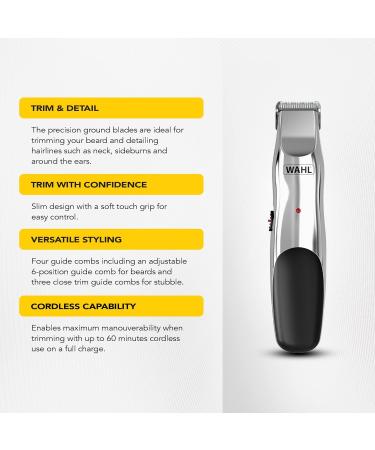 Wahl Groomsman Rechargeable Beard Trimmer for Men - Stubble Trimmer & Male Grooming Set - Buy Online on GoSupps.com