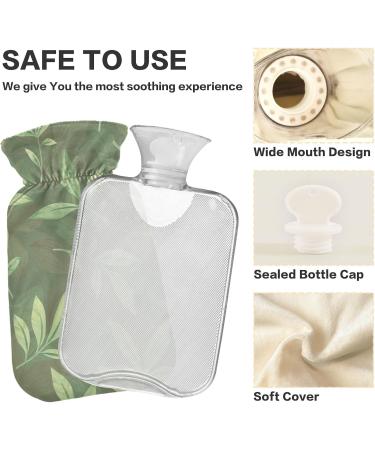 Naanle Hot Water Bottle - 1L Transparent Green Leaves | Pain Relief & Heat Therapy for Back Hands & Feet - Buy Online on GoSupps.com