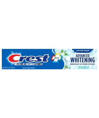 Crest Toothpaste Premium Plus Advanced Whitening Active Foam 7.2 Ounce