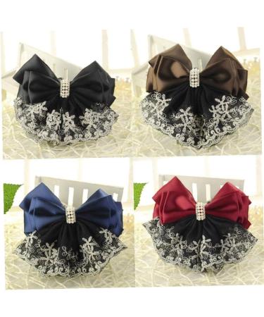 Women Hair Bun Cover Net Snood Hairnet Bowknot Barrette Hair Clip Bow Lace Flower Hair Accessories(Black) - Buy Online on GoSupps.com