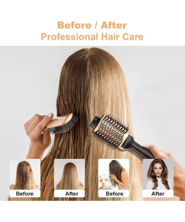 4-in-1 Hot Air Brush & Volumizer for Straight and Curly Hair | Ceramic Coating | Salon Styling at Home | 1200W (Gold) - Buy Online on GoSupps.com