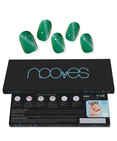 NOOVES NOOVES 20 Sheets Green Jade Glass Nail Gel Sheets Semi-Cured Premium Quality with 1 Nail File and 1 Vegan Orange Stick