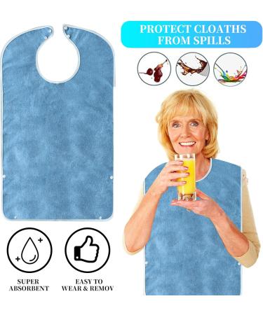 3-Pack Waterproof Adult Bibs for Men & Women - Push Button Dirt Catchers | L tz - Food Protection for Seniors & Disabled - Buy Online on GoSupps.com