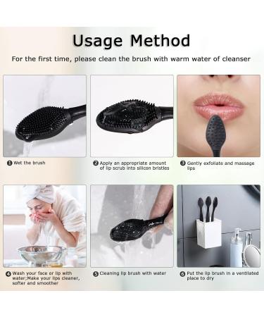 8 Pack Double-Sided Silicone Lip Scrub Brushes - Soft Lip Exfoliator Tool for Skincare - Black - Buy Online on GoSupps.com